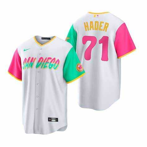 Men%27s San Diego Padres #71 Josh Hader White 2022 City Connect Cool Base Stitched Jersey